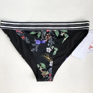 Athleta Gold Coast Floral Banded Bottom Black Striped Size Small - Picture 1 of 7