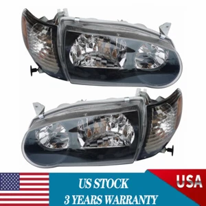 JDM Black Headlights Fit For Toyota Corolla 2001 2002 with Corner Signal Lamps - Picture 1 of 21