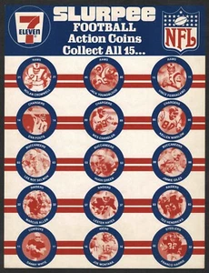 Anuncio de fútbol americano Slurpee 1984 7-11 Slick, Rams, Chargers, Buccaneers, Raiders, 49ers - Imagen 1 de 3