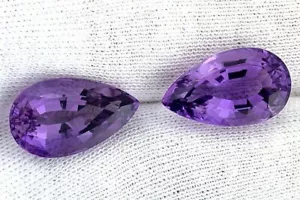 14.67 Carat 17x10 Matched Pair Pear Rich Color Brazilian Amethyst Gemstone Gem - Picture 1 of 2