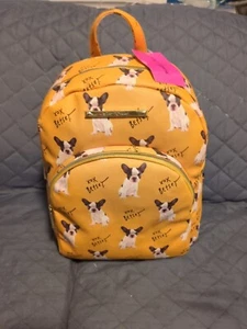 Neu mit Etikett! Betsey Johnson Senf Französische Bulldogge Rucksack Hund Handtasche. Neu mit Etikett - Bild 1 von 7