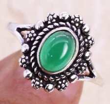 Impressive Green Onyx 925 Silver Plated Handmade Ring of US Size 8 Ethnic