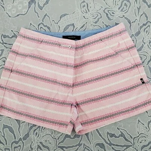 Nautica Girls Pink Striped Print Shorts Size 10 Cotton Adjustable Elastic Waist - Picture 1 of 6