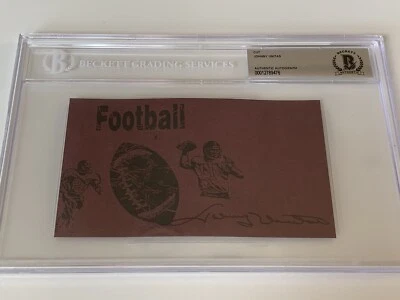 Johnny Unitas Baltimore Colts Signed Autograph 6x3.5 Football Cut BAS Beckett *6 - Image 1 of 2