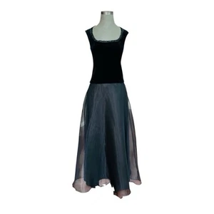 Vintage Willard&Hanson schwarz Samt Top A-Linie Organza Maxirock Anzug Abend Set - Bild 1 von 5