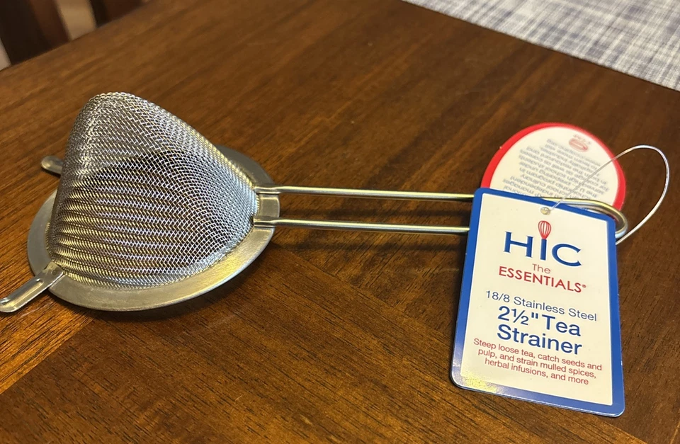 Novo Filtro de Chá H/C Duplo - Orelha Malha Fina com Cabo Aço Inoxidável 2,5 Polegadas - Imagem 1 de 2