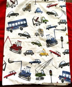 Pottery Barn Kids Standard Pillowcase 20 x 30" Cars Trucks Bus Cranes - Picture 1 of 6