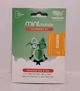 Mint Mobile Unlimited Phone Plan - 3 Months of Wireless Service - Mint - Photo 1 sur 1