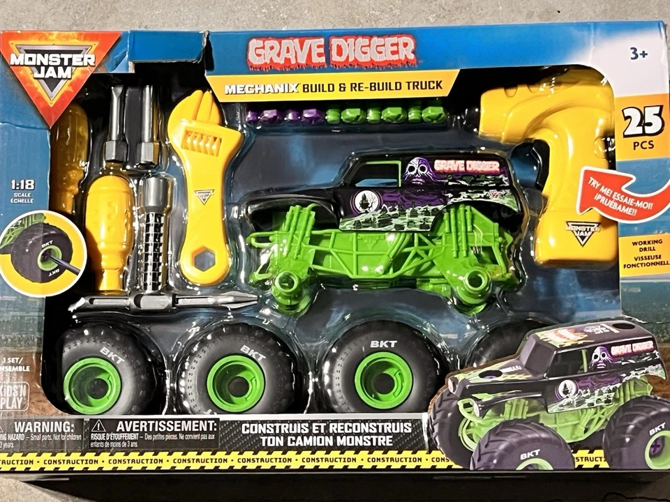 Monster Jam Mechanix Grave Digger Build & Rebuild Truck 25pc Set New 1:18 - Image 1 of 2