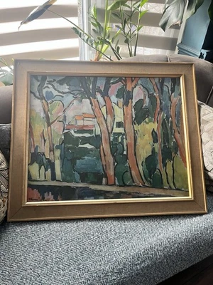 Винтажная Очень Большая Французская Художественная Печать Мориса де Вламинка Фовистское движение Редкая - Изображение 1 из 4