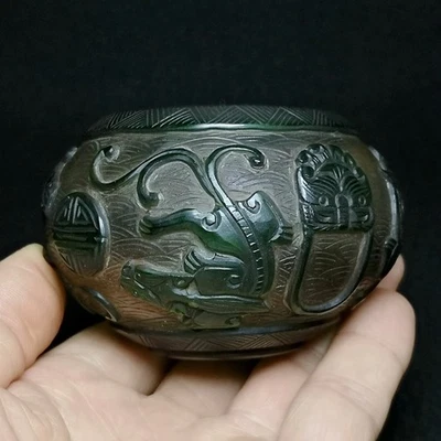 Antigua colección de tazón de lavado de estatua de gecko talla esmalte chino de Beijing de 3,2 pulgadas Foto 1 de 4