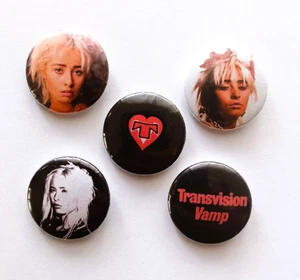 TRANSVISION VAMP Wendy James Badge Button Set 25mm 1" Pins Pinback 80s rock chic - Picture 1 of 10