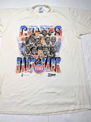 Camiseta Caricatura Campeones del Mundo 1990 Detroit Pistons Talla L/XL De Colección Foto 1 de 4