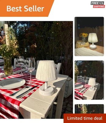 Стильная портативная светодиодная лампа - 21 см рафия и плетеный дизайн - идеально подходит для любого пространства - Изображение 1 из 4