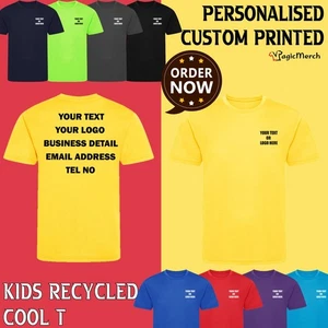 Custom Printed Logo AWDis Kids T-Shirt Recycled Unisex School Top 100% Polyester - Picture 1 of 16