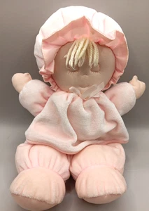 Eden Pink Plush Baby Doll 10" Velour Satin Trim Sleepy Eyes Closed Lovey - Picture 1 of 7