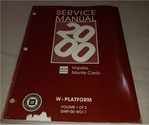 2000 W Platform Impala Monte Carlo Factory Shop Service Manual Guide Book 1 - Picture 1 of 3