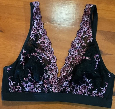 Sujetador sin aros de encaje Wacoal talla 38 estilo 852191 color negro rosa púrpura floral Foto 1 de 4