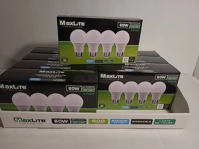 32 Pack Maxlite 8W LED Bulb 60 watt replace A19 Daylight 5000K LED Light 60w - Image 1 of 4