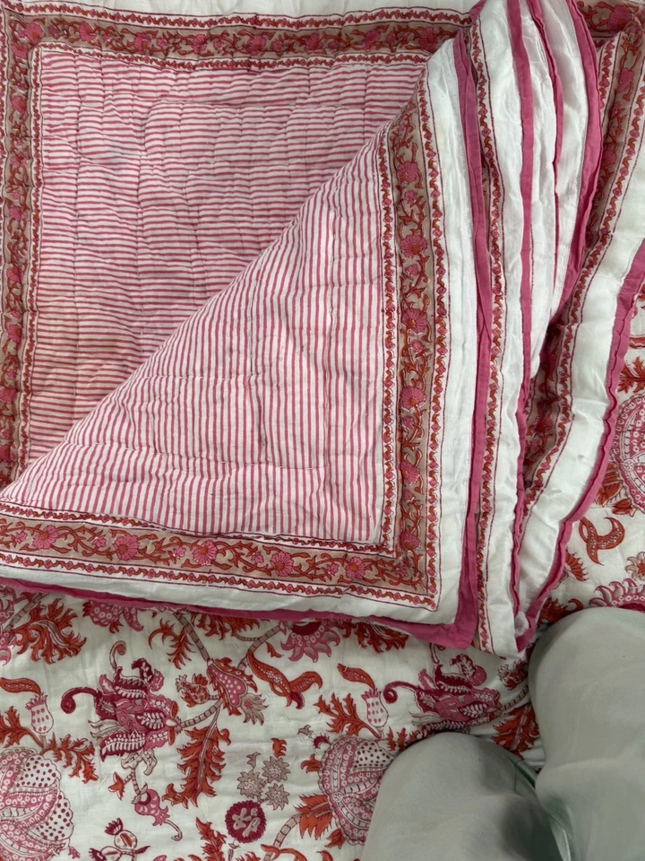 Colcha Roller Rabbit Amanda laranja reversível King 110" X 96" nova 100% algodão - Imagem 1 de 4