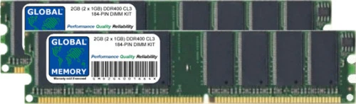 2GB (2 x 1GB) DDR 400MHz PC3200 184-PIN DIMM MEMORY RAM KIT FOR DESKTOPS/PCS - Image 1 of 1