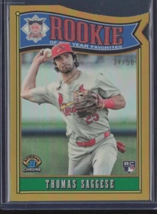 THOMAS SAGGESE 2025 BOWMAN CHROME ROOKIE OF THE YEAR GOLD RC SN S.N. /50 - Picture 1 of 2