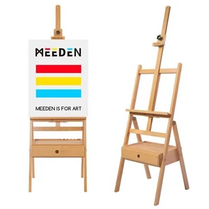 Caballete de madera de haya sólido MEEDEN Studio marco en H con cajón de almacenamiento de suministro de arte - Imagen 1 de 5