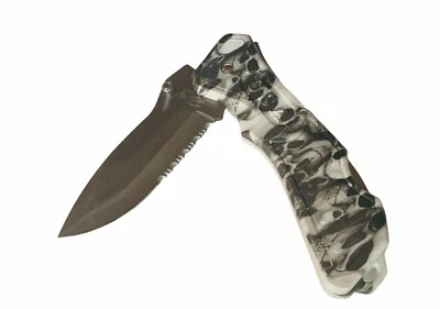 Pocket Knife vtg folding blade Frost Cutlery white gray camouflage camo USA one - Image 1 of 4