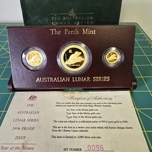 1996 Australian Gold Lunar Series 3 coin set - Year of the Mouse - Picture 1 of 10