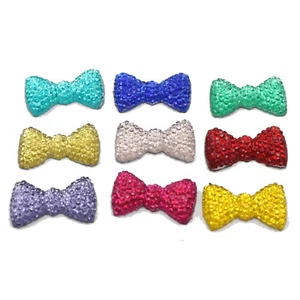 250 Mixed Color Flatback Resin Bowknot Bows Dotted Rhinestone 20mm Cabachons - Picture 1 of 8