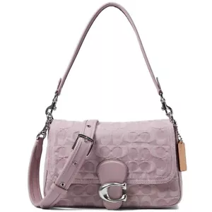 COACH Soft Tabby Shoulder Bag in Signature Denim Pink Purple CJ854 Outlet NEW - Picture 1 of 9