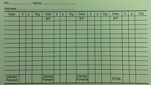 CLUB MEMBERSHIP PAYMENT CARDS , SAVING CLUB CARDS X 100 - GREEN - Picture 1 of 1