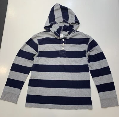 Sudadera con Capucha Gymboree Azul Marino Y Gris Rayas Talla 8 100% Algodón Foto 1 de 4