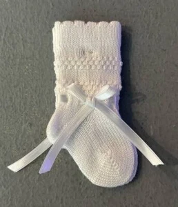 Will'beth Newborn Girl Sweet Baby Booties Bow New Reborn Dolls Pink or White - Picture 1 of 3