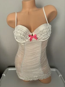 Victoria's Secret Sexy Little Things Lace Ruffle Chemise Dress White 34C - Picture 1 of 6