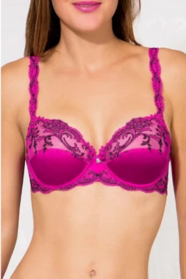 Sujetador Lise Charmel Splendour Seda Copa Completa Swarovski Fucsia Talla US 32D Foto 1 de 4