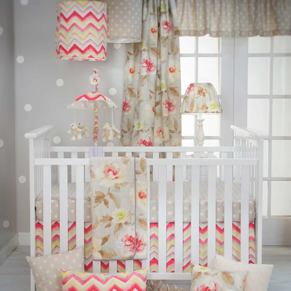NEW Glenna Jean Floral 3-Piece Crib Set – Baby Girl Nursery | Floral Gar - Image 1 of 3