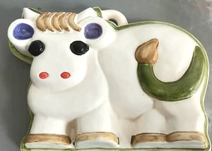 Vintage Ceramic Ox Jello Mold Pottery Wall Hanging Bull 1960s Italy 10.5"x8" - Picture 1 of 9