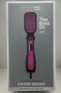 INFINITIPRO CONAIR The Knot Dr All-n-One Smoothing Dryer Brush Paddle Brush PINK - Picture 1 of 6