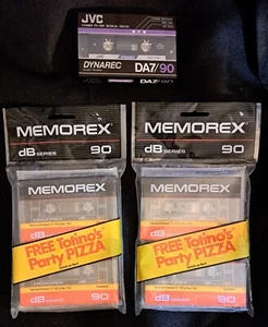 Vtg Sealed Blank Audio Cassette Tapes  4 Memorex dB/90; 1 JVC Dynarec Da7/90 - Picture 1 of 10