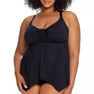 Birdsong ECO ONYX Plus Size Eco Onyx Sharkbite Tankini Swim Top, US 22 J/K - Picture 1 of 3