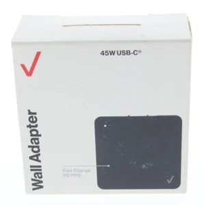 Verizon 45W USB C PD Wall Travel Adapter Fast Charger With LED - Black New - Picture 1 of 3