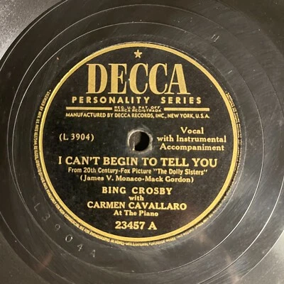 Bing Crosby -I Can't Begin To Tell You 10", 78 RPM 1945 Decca ‎– 23457 - Imagem 1 de 2