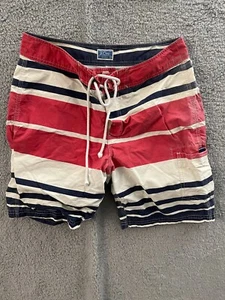 J. Crew Swim Trunks Striped Mesh Lined Mens Size 31 Red White Blue Shorts - Picture 1 of 4