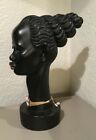 Rare Vintage 1950 African Chalk Ware Black Bust Head Female Ornament Sculpture