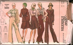 8453 Vintage Vogue Sewing Pattern Misses Jacket Shirt Pants Skirt 1970s Career - Picture 1 of 2