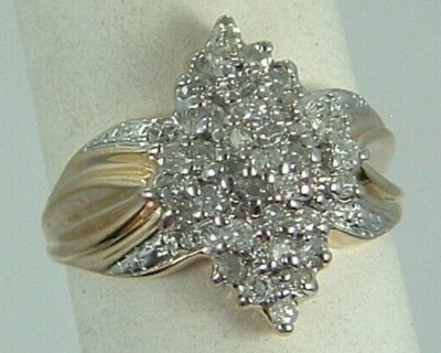 10 karat diamond ring - 10K gold ladies 1/2 carat cluster diamond cocktail ring - Image 1 of 4