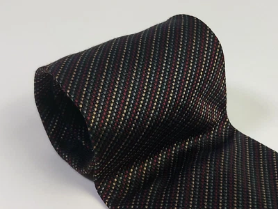 Roberto Villini - Corbata para hombre a rayas doradas borgoña 100 % seda 3,8" ancho x 64" largo Foto 1 de 4