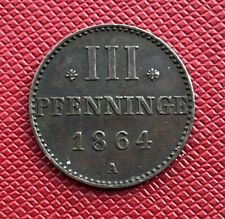 German States, Mecklenburg-Strelitz 1864-A Copper 3 Pfenninge. High Grade KM# 95