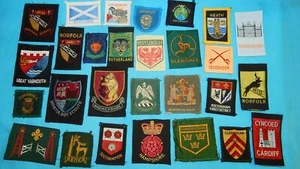 EXCELENTE LOTE DE 28 INSIGNIAS VINTAGE DE PARCHES DE BOY SCOUTS COLECCIÓN CONDADO SCOUTING - Imagen 1 de 3